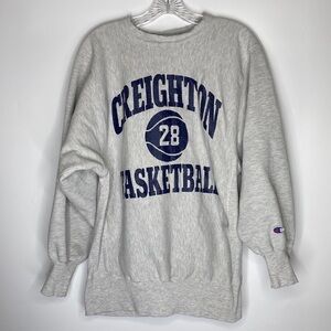 Vintage Champion Reverse Weave Creighton Basketball Grey Crewneck Sweatshirt XL